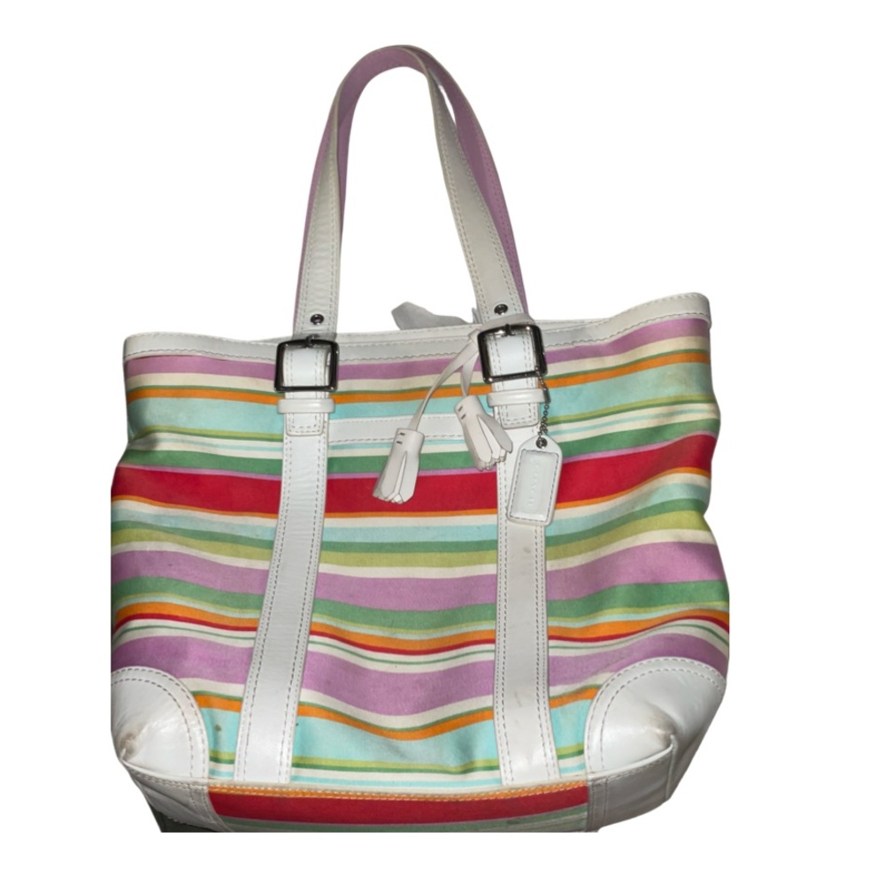 Striped coach purse